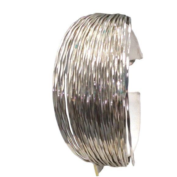 Silver Isaac Mizrahi Multi-Cable Cuff Bracelet, Etched  Wire for Maximum Sparkle - Picture 4 of 5